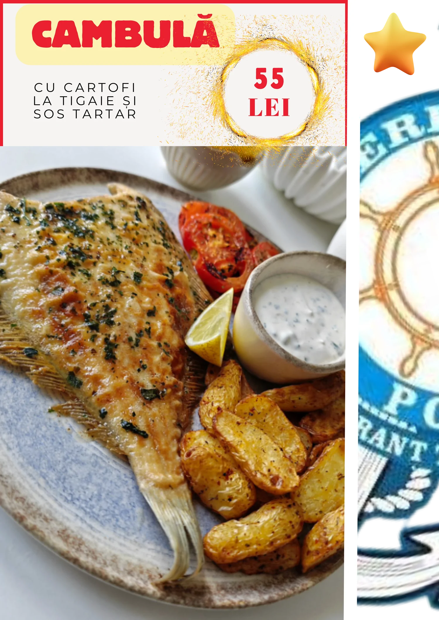 CAMBULĂ CU CARTOFI LA TIGAIE ȘI SOS TARTAR